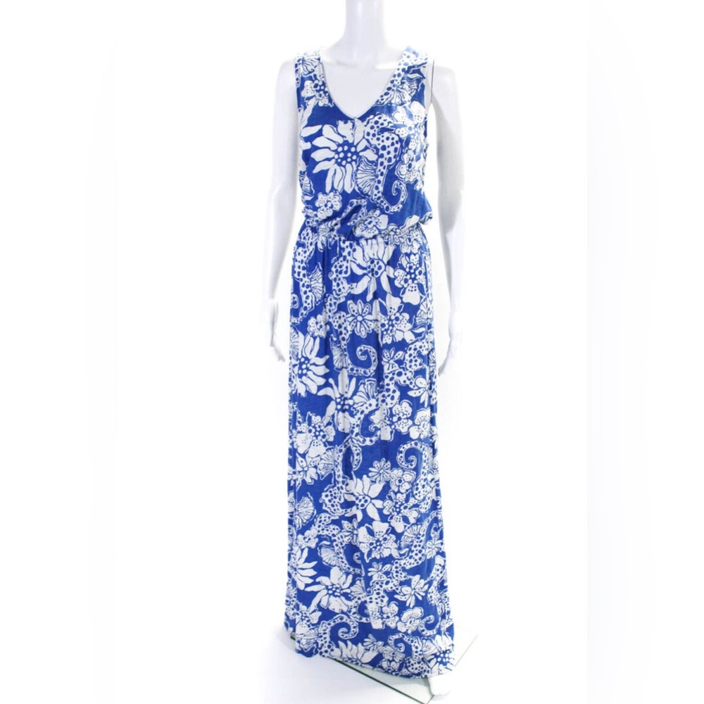 Lily Pulitzer maxi dress xs blue and white floral print